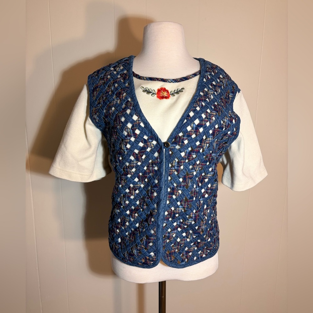 Alfred Dunner Grandma Core denim and yellow Top